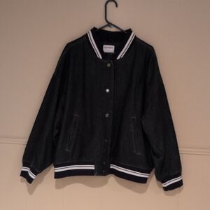 Old Navy Black Jacket with White Striped Trim
